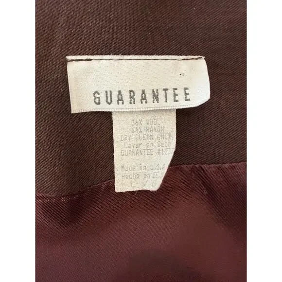 Vintage 8o's Guarantee Brown Long Wool Blend Coat LARGE #50213 Made USA - Picture 6 of 12